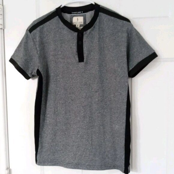 Scott James Shirt Men's Medium Short Sleeve Henley Striped Strive - Picture 1 of 5